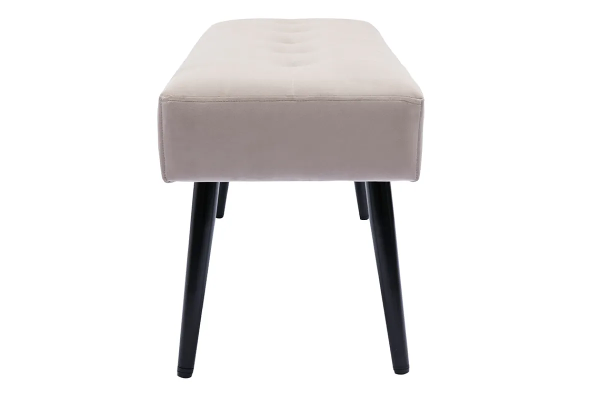 Miliboo Gepolsterte Design-Bank aus taupefarbenem Samtstoff und schwarzem Metall L95 cm GUESTA* Bänke|Flurmöbel