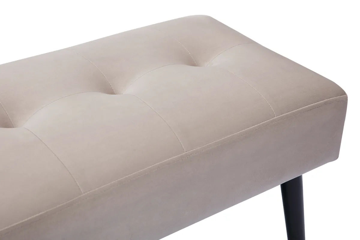 Miliboo Gepolsterte Design-Bank aus taupefarbenem Samtstoff und schwarzem Metall L95 cm GUESTA* Bänke|Flurmöbel