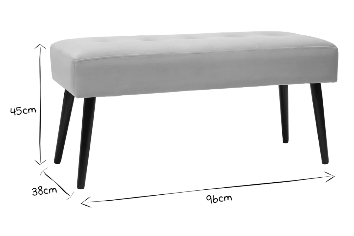 Miliboo Gepolsterte Design-Bank aus taupefarbenem Samtstoff und schwarzem Metall L95 cm GUESTA* Bänke|Flurmöbel