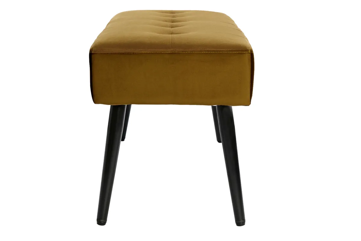 Miliboo Gepolsterte Design-Bank aus bronzefarbenem Samtstoff und schwarzem Metall L95 cm GUESTA* Flurmöbel