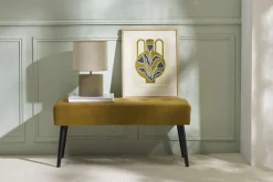 Miliboo Gepolsterte Design-Bank aus bronzefarbenem Samtstoff und schwarzem Metall L95 cm GUESTA* Flurmöbel