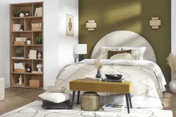 Miliboo Gepolsterte Design-Bank aus bronzefarbenem Samtstoff und schwarzem Metall L95 cm GUESTA* Flurmöbel