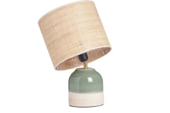 Miliboo Grüne Keramiktischlampe mit Rattanlampenschirm H35 cm PIEGA* Tischlampe|Tischlampe