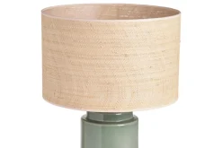 Miliboo Grüne Tischlampe aus Keramik mit einem Lampenschirm aus Rattan H64 cm MAJES* Tischlampe|Tischlampe