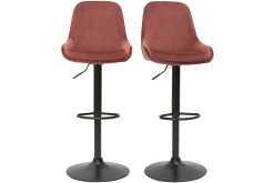 Miliboo Höhenverstellbare Design-Barhocker roter Samt (2er-Set) HOLO* Barhocker