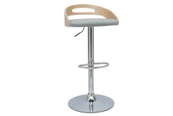 Miliboo Höhenverstellbarer Barhocker helles Holz mit hellgrauem Stoff MANO* Barhocker