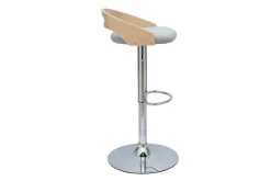 Miliboo Höhenverstellbarer Barhocker helles Holz mit hellgrauem Stoff MANO* Barhocker