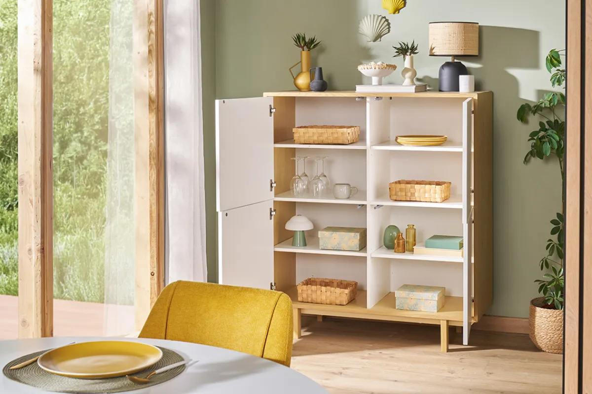 Miliboo Highboard skandinavisch Holz Weiß 125 cm SID* Sideboards