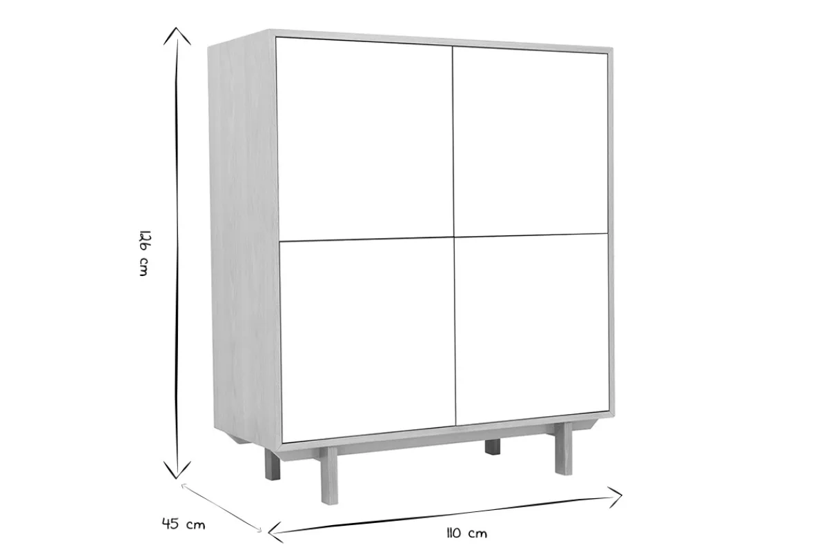 Miliboo Highboard skandinavisch Holz Weiß 125 cm SID* Sideboards