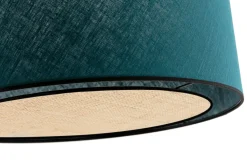 Miliboo Hängeleuchte aus pfauenblauem Leinen und Bast D 50 cm TRAVES* Pendelleuchten|Pendelleuchten