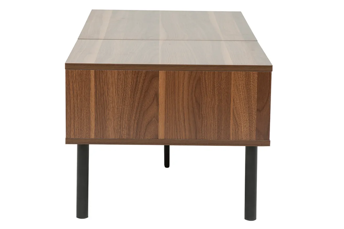 Miliboo Hochklappbarer Couchtisch aus dunklem Holz und Metall B100 cm KANE* Couchtische