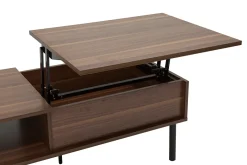 Miliboo Hochklappbarer Couchtisch aus dunklem Holz und Metall B100 cm KANE* Couchtische