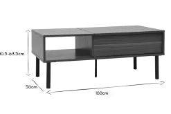 Miliboo Hochklappbarer Couchtisch aus dunklem Holz und Metall B100 cm KANE* Couchtische