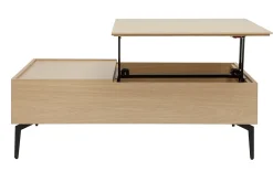 Miliboo Hochklappbarer Couchtisch aus hellem Holz und schwarzem Metall L102,5 cm SEDA* Couchtische
