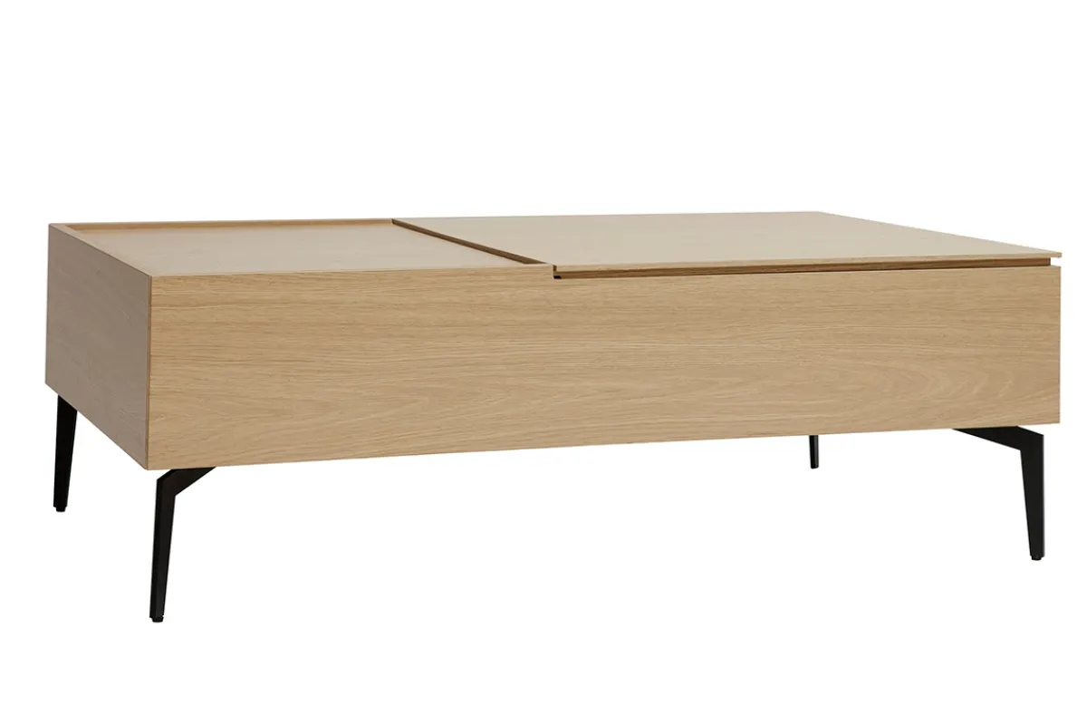 Miliboo Hochklappbarer Couchtisch aus hellem Holz und schwarzem Metall L102,5 cm SEDA* Couchtische