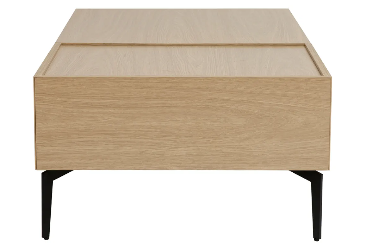 Miliboo Hochklappbarer Couchtisch aus hellem Holz und schwarzem Metall L102,5 cm SEDA* Couchtische