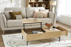 Miliboo Hochklappbarer Couchtisch aus hellem Holz und schwarzem Metall L102,5 cm SEDA* Couchtische