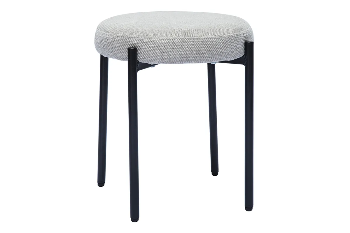 Miliboo Hocker stapelbar im beigen Samtdesign mit schwarzem Metallfuß H41 cm KIKO* Design-stühle