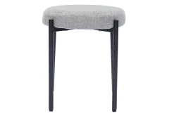 Miliboo Hocker stapelbar im hellgrauen, texturierten Samtdesign mit schwarzem Metallfuß H41 cm KIKO* Design-stühle