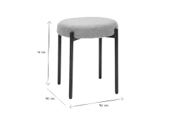 Miliboo Hocker stapelbar im hellgrauen, texturierten Samtdesign mit schwarzem Metallfuß H41 cm KIKO* Design-stühle