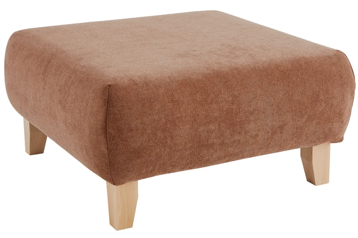 Miliboo Hocker/Fußstütze aus Stoff mit strukturiertem Samteffekt in Terracotta und hellem Massivholz B75 cm ODEON* Sitzsäcke|Sitzsäcke