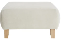 Miliboo Hocker/Fußstütze aus Stoff mit strukturiertem Samteffekt in Beige und hellem Massivholz B75 cm ODEON* Sitzsäcke|Sitzsäcke