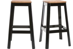 Miliboo Industrial-Barhocker aus schwarzem Metall und Holz H75 cm (2er-Pack) NICK* Barhocker