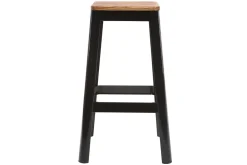 Miliboo Industrial-Barhocker aus schwarzem Metall und Holz H75 cm (2er-Pack) NICK* Barhocker