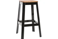 Miliboo Industrial-Barhocker aus schwarzem Metall und Holz H75 cm (2er-Pack) NICK* Barhocker