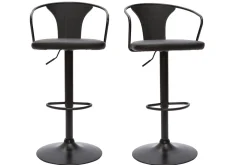 Miliboo Industrial-Barhocker höhenverstellbar schwarz (2er-Set) BECKETT* Barhocker