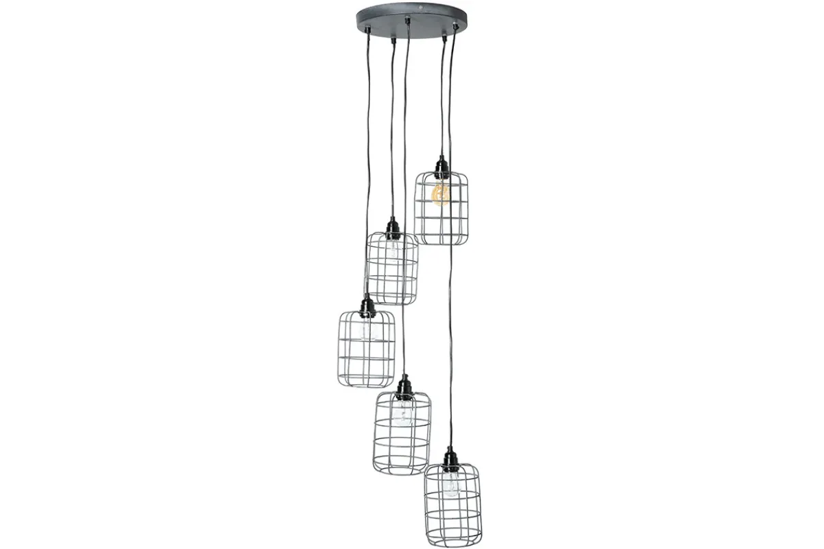 Miliboo Industrial-Pendelleuchte aus 5 gestuften Lampen aus patiniertem Metall mit Antik-Effekt LOFT* Pendelleuchten|Pendelleuchten