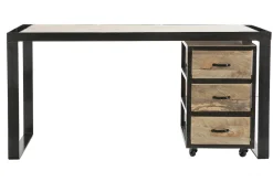 Miliboo Industrial-Schreibtisch mit beweglichen Schubladenelementen aus massivem Mangoholz L156 cm INDUSTRIA* Design-schreibtische