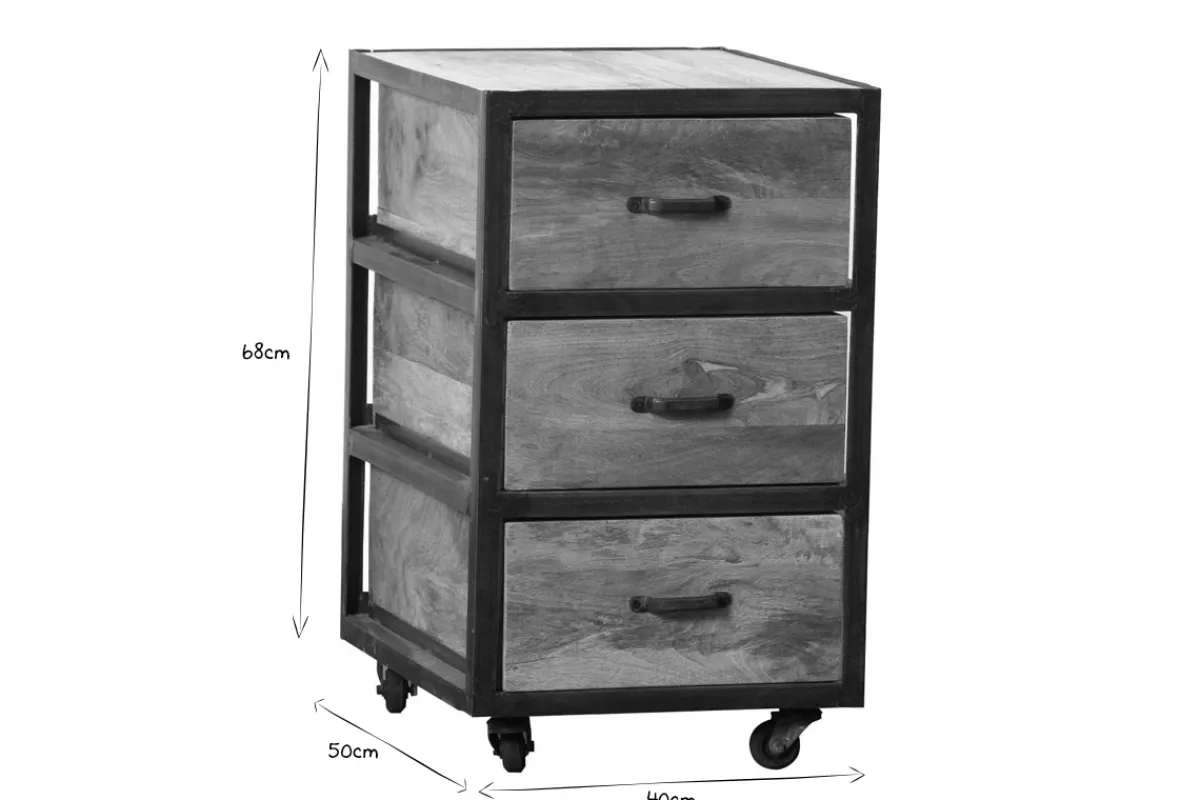 Miliboo Industrieller Design-Container INDUSTRIA aus Massivholz* Design-schreibtische|Aufbewahrung Büro