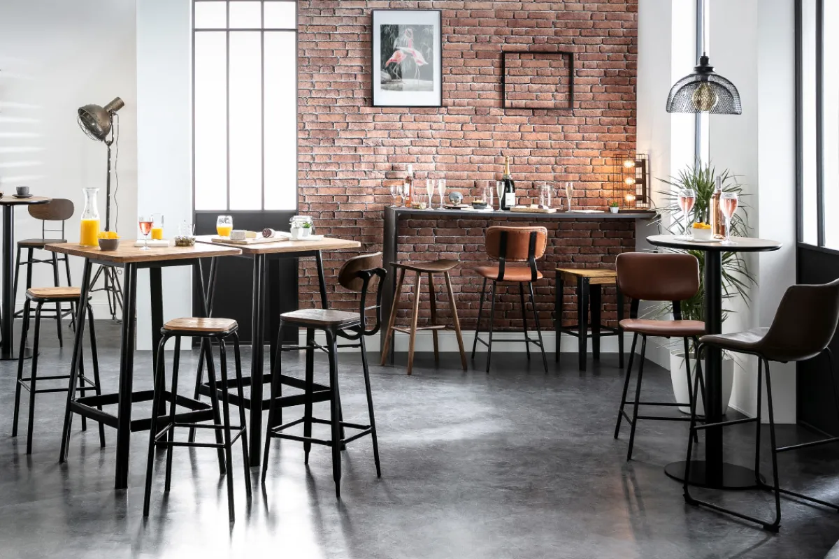 Miliboo Industrieller Design-Hocker Metall und 65 cm MADISON* Barhocker