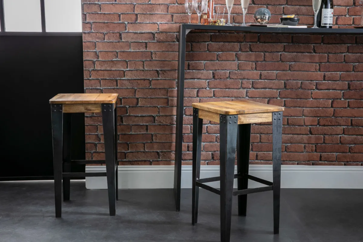 Miliboo Industrieller Design-Hocker Metall und 65 cm MADISON* Barhocker