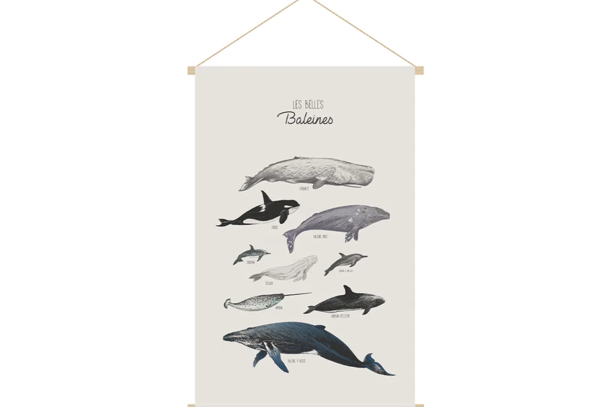 Miliboo Kakemono für Kinder Wale L40 x B60 cm OCEAN*Kinder Accessoires & Dekoration Kinder|Wanddekoration