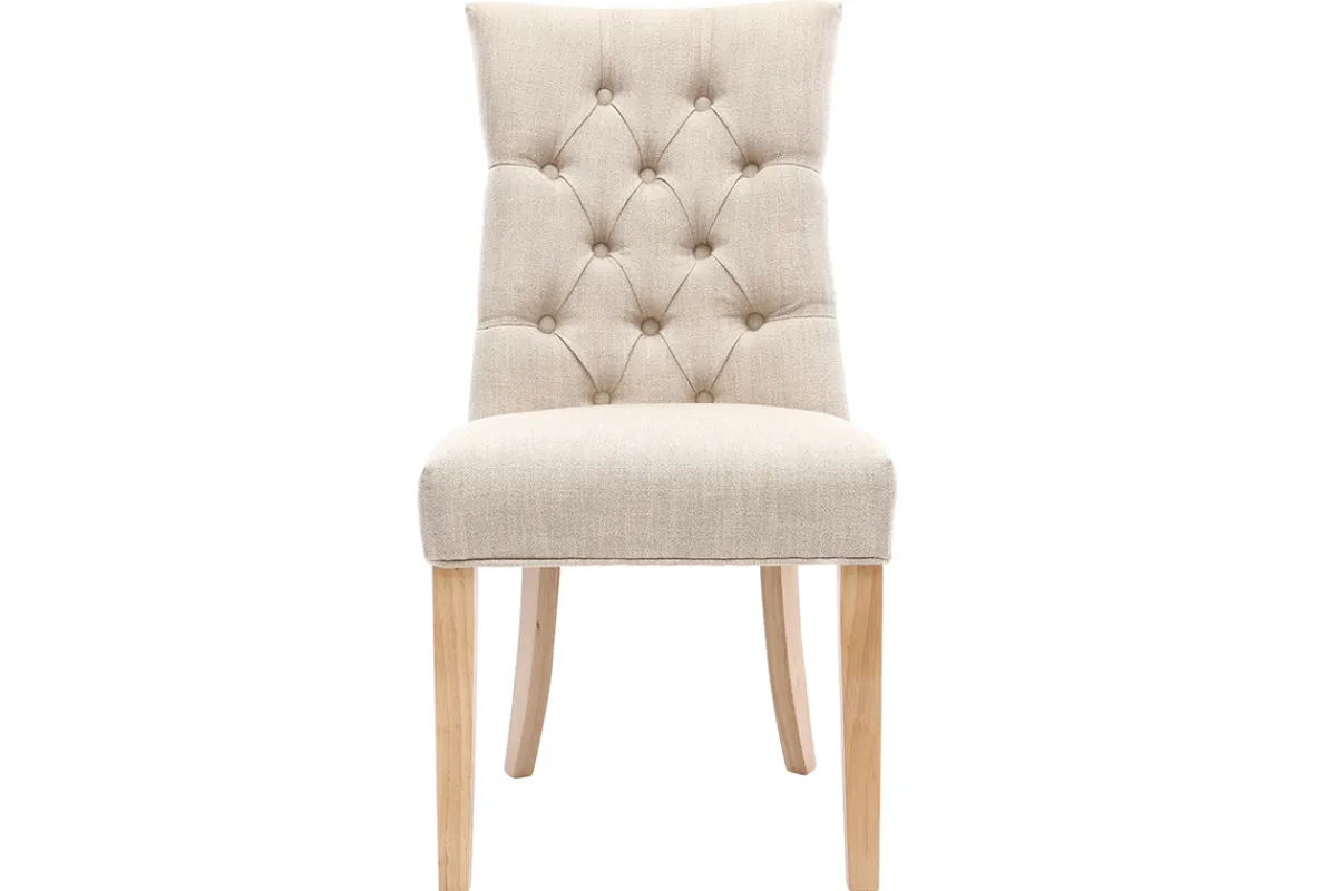 Miliboo Klassischer Stuhl, naturfarbener Stoff, Beine aus hellem Holz VOLTAIRE* Design-stühle