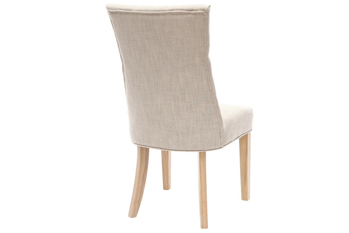 Miliboo Klassischer Stuhl, naturfarbener Stoff, Beine aus hellem Holz VOLTAIRE* Design-stühle