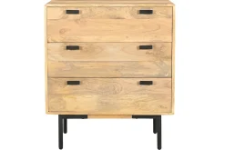 Miliboo Kommode aus hellem massivem Mangoholz und schwarzem Metall 3 Schubladen B70 cm JUDE* Kommoden|Kommoden