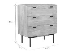 Miliboo Kommode aus hellem massivem Mangoholz und schwarzem Metall 3 Schubladen B70 cm JUDE* Kommoden|Kommoden