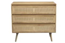 Miliboo Kommode aus massivem Mangoholz und Rattan-Rohrgeflecht 3 Schubladen B90 cm ACANGE* Kommoden|Kommoden