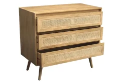 Miliboo Kommode aus massivem Mangoholz und Rattan-Rohrgeflecht 3 Schubladen B90 cm ACANGE* Kommoden|Kommoden