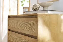 Miliboo Kommode aus massivem Mangoholz und Rattan-Rohrgeflecht 3 Schubladen B90 cm ACANGE* Kommoden|Kommoden