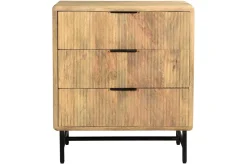 Miliboo Kommode aus massivem Mangoholz mit Gravur und schwarzem Metall 3 Schubladen L70 cm MORISSON* Kommoden|Kommoden