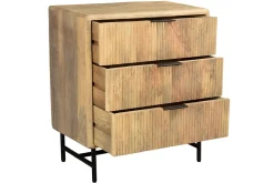 Miliboo Kommode aus massivem Mangoholz mit Gravur und schwarzem Metall 3 Schubladen L70 cm MORISSON* Kommoden|Kommoden