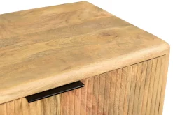Miliboo Kommode aus massivem Mangoholz mit Gravur und schwarzem Metall 3 Schubladen L70 cm MORISSON* Kommoden|Kommoden