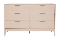 Miliboo Kommode in Puderrosa und goldfarbenem Metall 6 Schubladen L120 cm GIANA* Kommoden|Kommoden