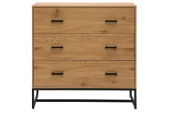 Miliboo Kommode mit 3 Schubladen in hellem Eichenholzfinish und schwarzem Metall B100 cm LOVATO* Kommoden|Kommoden