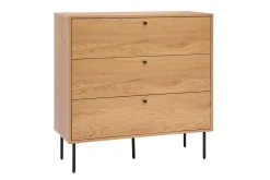 Miliboo Kommode mit hellem Holzdekor in Eiche und schwarzen Metallfüßen mit 3 Schubladen B100 cm PERNELLE* Kommoden|Kommoden