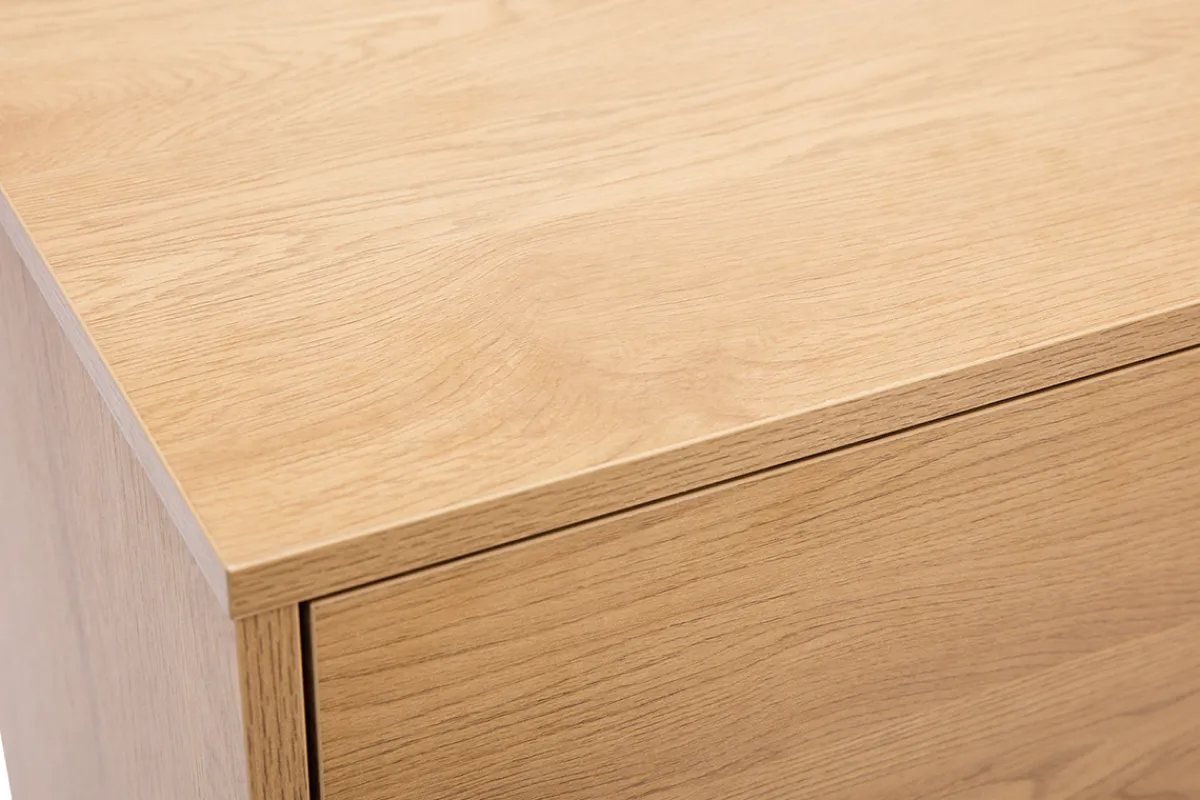 Miliboo Kommode mit hellem Holzdekor in Eiche und schwarzen Metallfüßen mit 3 Schubladen B100 cm PERNELLE* Kommoden|Kommoden